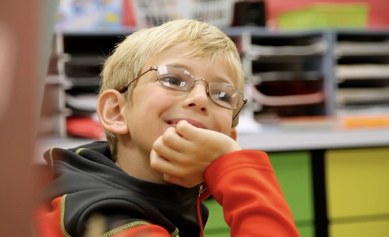 Boy happy learning