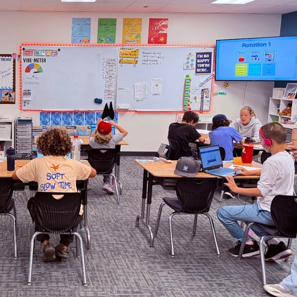Students working in class