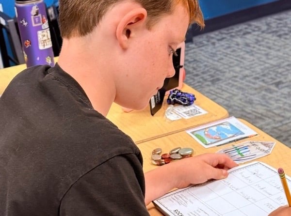 Student working on math at TCS