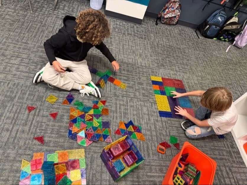 Students working with shapes