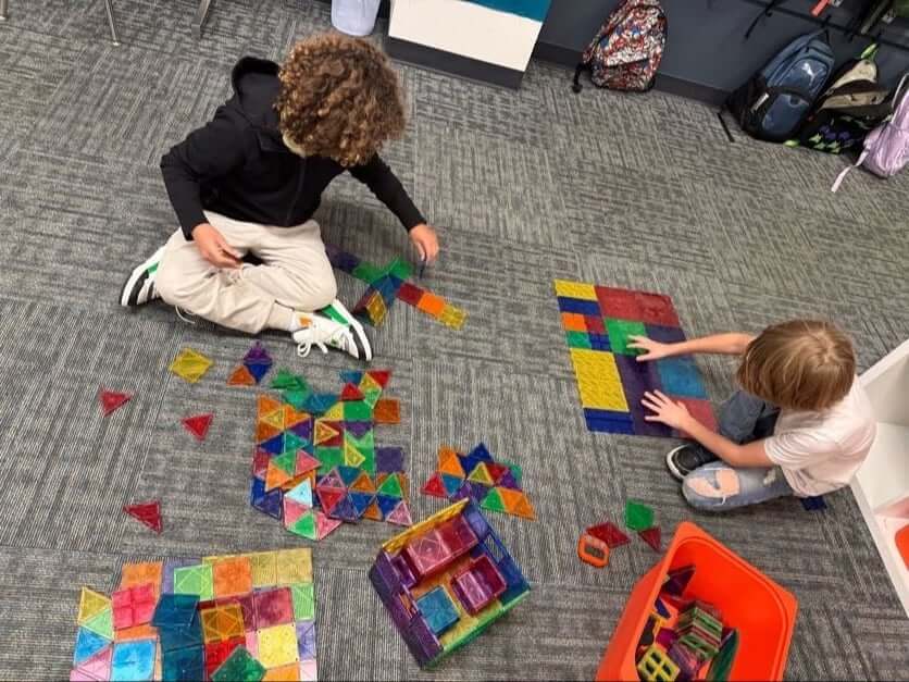 Students working with shapes